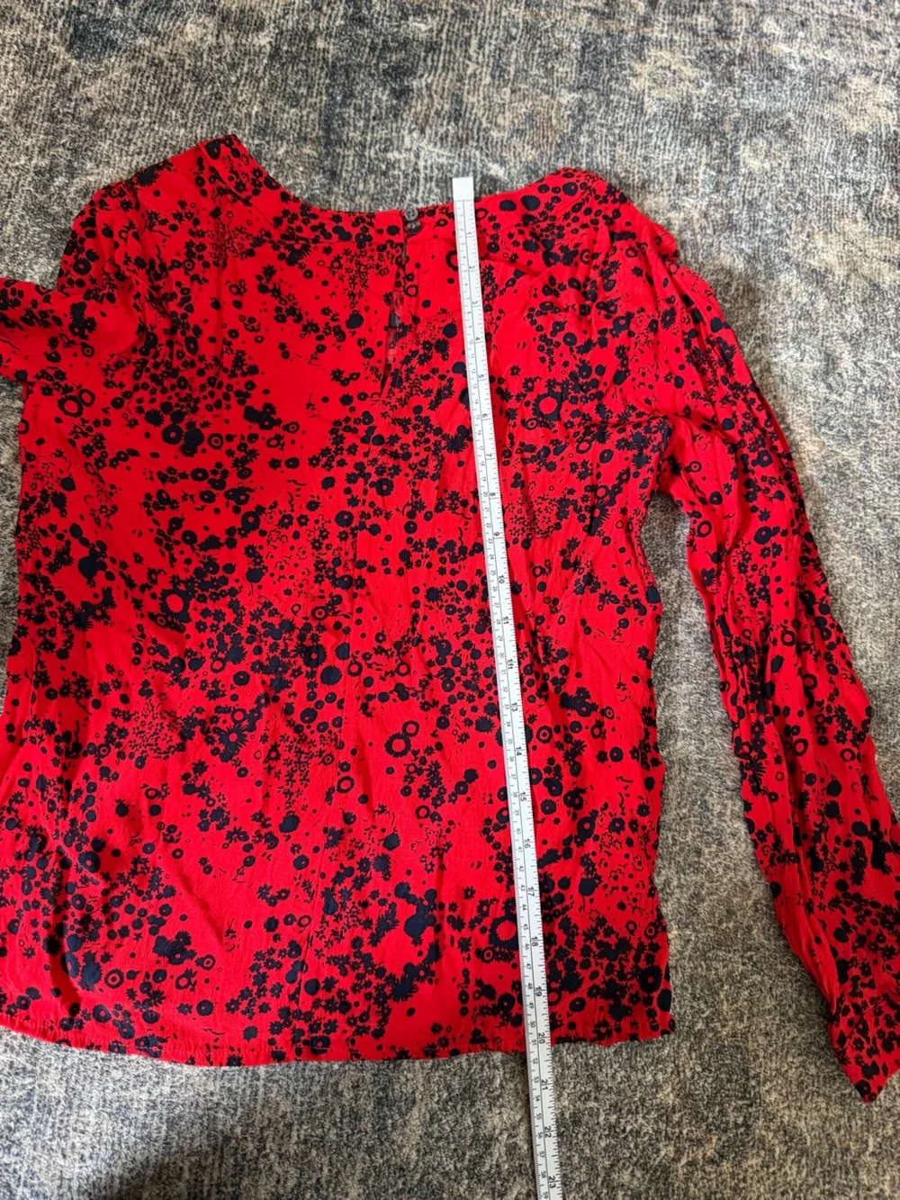 J. Crew Red and Black Floral Blouse